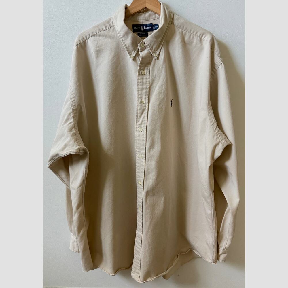 Ralph Lauren blake solid tan/cream button up men's size XXL